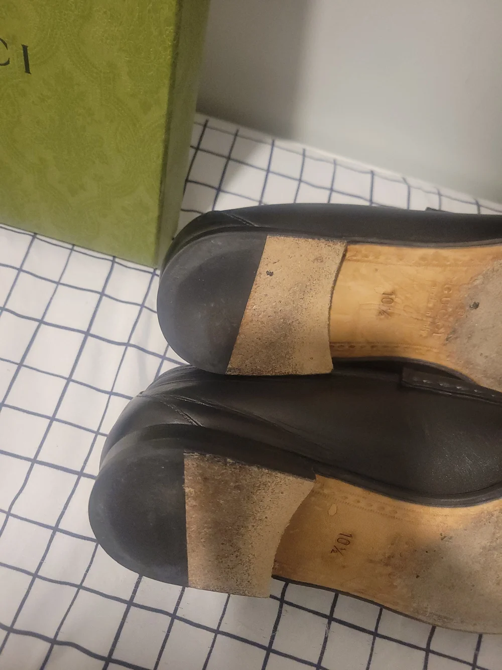 Gucci Black Leather Horsebit Slip-On Loafers with Gold Hardware
